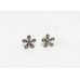 Flower Stud Earrings Silver 925 Sterling Women Marcasite Stone Handmade E235